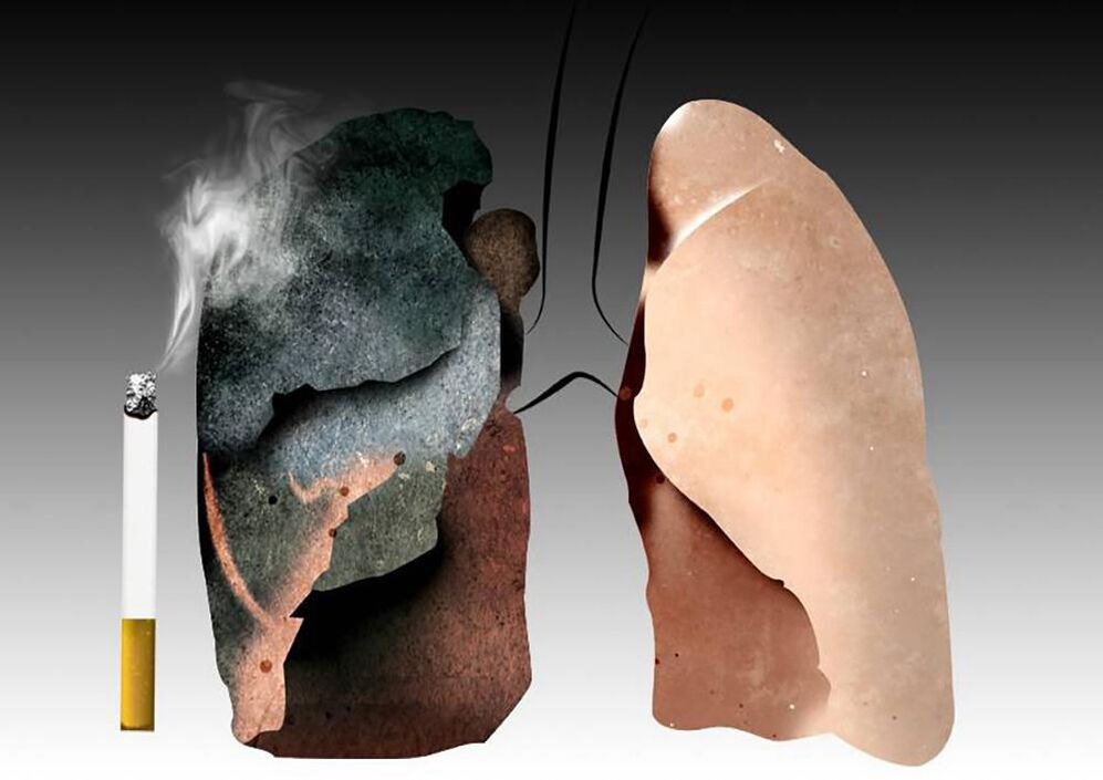 the lungs of a smoker